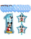 13 sztuk Mickey Minnie numer 1 pierwsze urodziny dziewczyna chłopiec z balonów foliowych dzieci dekoracja urodzinowa balon z hel