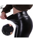 CHRLEISURE S-5XL damskie Plus rozmiar zimowe spodnie skórzane ciepłe aksamitne spodnie spodnie z wysokim stanem kobiety gruby St