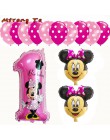 13 sztuk Mickey Minnie numer 1 pierwsze urodziny dziewczyna chłopiec z balonów foliowych dzieci dekoracja urodzinowa balon z hel