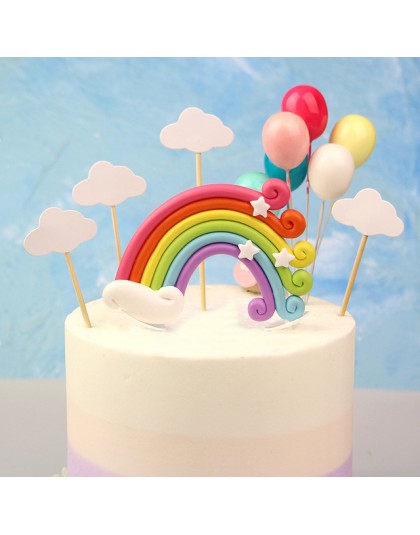 Rainbow złoty jednorożec akrylowy topper do ciasta chmura kształt lizaka narzędzie do dekoracji ciast urodziny dziecka kubek ozd