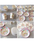 1 zestaw impreza jednorożec dostarcza różowa tęczowa opaska jednorożec Banner płyta balon serwetka Cupcake Wrapper Baby Shower d