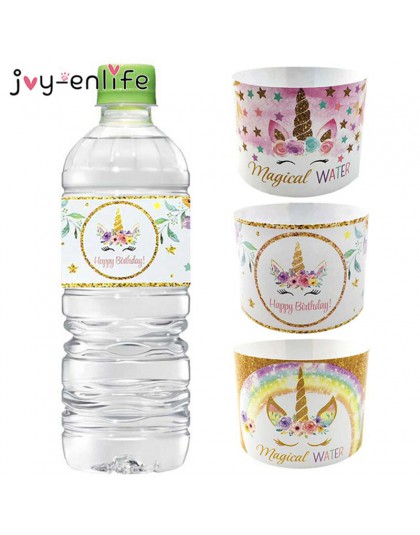 24 szt. Butelka z dziubkiem naklejki Baby Shower jednorożec dekoracja urodziny dekoracja na przyjęcie ślubne butelka z dziubkiem