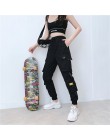 Kobiety moda Streetwear Cargo spodnie czarne do kostek elastyczne spodnie do biegania kobiece luźne spodnie Casual Plus rozmiar 