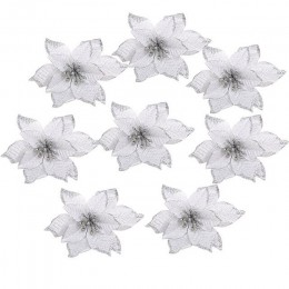 5/10 sztuk 14cm brokat sztuczne kwiaty do dekoracji choinki DIY boże narodzenie ozdoby domu ślub dekoracje na przyjęcie bożonaro
