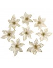 5/10 sztuk 14cm brokat sztuczne kwiaty do dekoracji choinki DIY boże narodzenie ozdoby domu ślub dekoracje na przyjęcie bożonaro