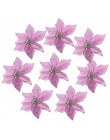 5/10 sztuk 14cm brokat sztuczne kwiaty do dekoracji choinki DIY boże narodzenie ozdoby domu ślub dekoracje na przyjęcie bożonaro