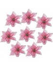 5/10 sztuk 14cm brokat sztuczne kwiaty do dekoracji choinki DIY boże narodzenie ozdoby domu ślub dekoracje na przyjęcie bożonaro