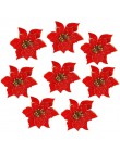 5/10 sztuk 14cm brokat sztuczne kwiaty do dekoracji choinki DIY boże narodzenie ozdoby domu ślub dekoracje na przyjęcie bożonaro