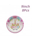 1 zestaw impreza jednorożec dostarcza różowa tęczowa opaska jednorożec Banner płyta balon serwetka Cupcake Wrapper Baby Shower d