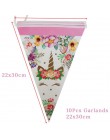 1 zestaw impreza jednorożec dostarcza różowa tęczowa opaska jednorożec Banner płyta balon serwetka Cupcake Wrapper Baby Shower d