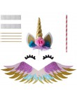 1 zestaw impreza jednorożec dostarcza różowa tęczowa opaska jednorożec Banner płyta balon serwetka Cupcake Wrapper Baby Shower d
