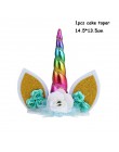 1 zestaw impreza jednorożec dostarcza różowa tęczowa opaska jednorożec Banner płyta balon serwetka Cupcake Wrapper Baby Shower d