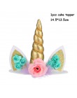 1 zestaw impreza jednorożec dostarcza różowa tęczowa opaska jednorożec Banner płyta balon serwetka Cupcake Wrapper Baby Shower d