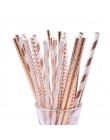 25/50pc Multicolor Rose złoty srebrny różowy niebieski folia gwiazda serce paski papierowe słomki do picia na ślub urodziny deko