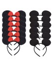 12 sztuk Minnie uszy czarny cekin różowe opaski Hallowee upominki na przyjęcie urodzinowe dla dzieci mama akcesoria do włosów (6