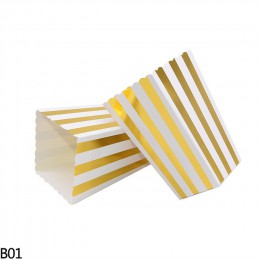 6/12pc złota srebrna kropka fala papier w paski pudełko na popcorn popcorn cukierki/Sanck Favor torba boże narodzenie ślub dziec