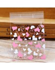 50 sztuk/partia Cute Heart Theme cukierki Cookie torby ślubne cukierki na przyjęcie urodzinowe Buscuit worek do pakowania świąte