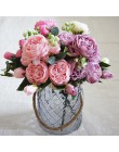 2018 jedwabna róża piwonia sztuczne kwiaty piękne Flores bukiet ślubny dekoracje do domu na imprezę Mariage sztuczne kwiaty A49B