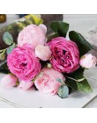 2018 jedwabna róża piwonia sztuczne kwiaty piękne Flores bukiet ślubny dekoracje do domu na imprezę Mariage sztuczne kwiaty A49B