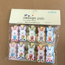 10 sztuk/partia wielkanoc drewniane DIY klipy fotograficzne Handmade Cartoon Bunny Rabbit zdjęcie drewna klip urodziny wielkanoc