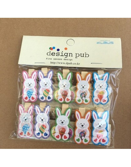 10 sztuk/partia wielkanoc drewniane DIY klipy fotograficzne Handmade Cartoon Bunny Rabbit zdjęcie drewna klip urodziny wielkanoc