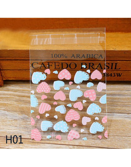 50 sztuk/partia Cute Heart Theme cukierki Cookie torby ślubne cukierki na przyjęcie urodzinowe Buscuit worek do pakowania świąte