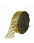 1Yard 8/24 wiersze złoto srebro kryształ diament Mesh Rhinestone wstążka na wesele prezent wazon kwiatowy dekoracje produkty wys