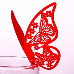20 części/partia motyl papier cięty laserowo karteczka z miejscem/winietka/karta Cup/kartonowa ozdoba na kieliszek do wina na we