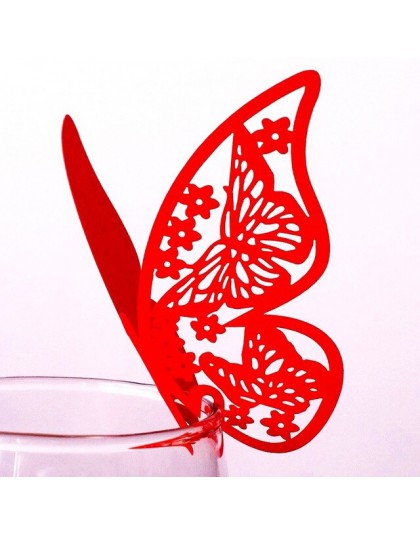 20 części/partia motyl papier cięty laserowo karteczka z miejscem/winietka/karta Cup/kartonowa ozdoba na kieliszek do wina na we