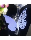 20 części/partia motyl papier cięty laserowo karteczka z miejscem/winietka/karta Cup/kartonowa ozdoba na kieliszek do wina na we