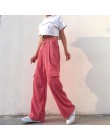 Damskie spodnie casualowe kieszenie Patchwork Cargo 2019 wysokiej talii proste spodnie damskie spodnie