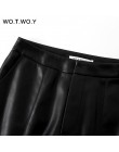WOTWOY 2020 jesienno-zimowa wysokiej talii skórzane spodnie ołówkowe kobiety Streetwear Slim długa skórzana spodnie kobiece ubra