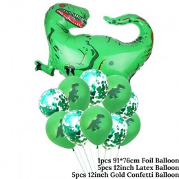 11 sztuk chłopcy urodziny Dino Party dinozaur folia konfetti do balonów lateksowe balony Dino balon powietrza Globos Baby Shower
