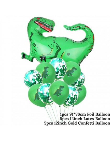 11 sztuk chłopcy urodziny Dino Party dinozaur folia konfetti do balonów lateksowe balony Dino balon powietrza Globos Baby Shower