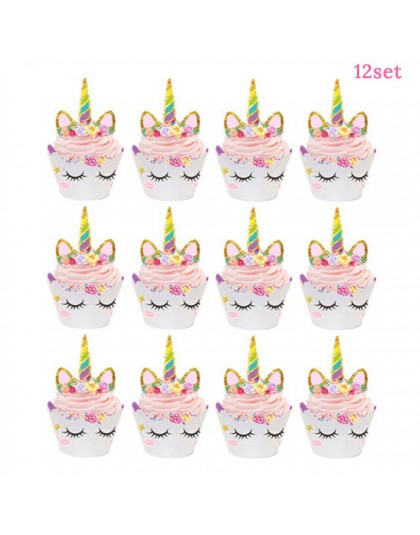 Dla dzieci urodziny jednorożec strona dekoracji jednorożec róg ciasto topper opaska do włosów ślub baby shower party supplies 1s