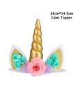 Dla dzieci urodziny jednorożec strona dekoracji jednorożec róg ciasto topper opaska do włosów ślub baby shower party supplies 1s