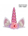 Dla dzieci urodziny jednorożec strona dekoracji jednorożec róg ciasto topper opaska do włosów ślub baby shower party supplies 1s