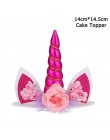Dla dzieci urodziny jednorożec strona dekoracji jednorożec róg ciasto topper opaska do włosów ślub baby shower party supplies 1s