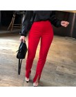MissyChilli Knit skinny długie spodnie ołówkowe i Split kobiety elegancki biały czarne spodnie letnie wysokiej talii biurowe spo