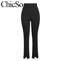 MissyChilli Knit skinny długie spodnie ołówkowe i Split kobiety elegancki biały czarne spodnie letnie wysokiej talii biurowe spo