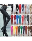 Elastyczny odcinek Faux Leather jesienne zimowe spodnie ołówkowe damskie aksamitne PU spodnie skórzane kobiece seksowne szczupły