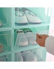 6 sztuk plastikowe pudełko na buty wieżowych składany Organizer na obuwie szuflada schowek Case z przerzucanie jasne drzwi panie