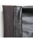 Elastyczny odcinek Faux Leather jesienne zimowe spodnie ołówkowe damskie aksamitne PU spodnie skórzane kobiece seksowne szczupły