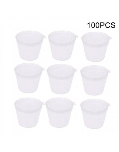 100 sztuk jednorazowe przezroczysty z tworzywa sztucznego rondel Chutney Cups Slime Storage Container Box z pokrywkami organizer