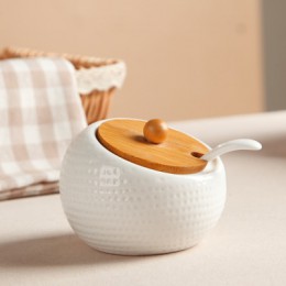 Ceramiczne słoiki do przechowywania przypraw domowy dozownik do sosów taca bambusowa słoik na przyprawy sos sojowy pudełko sól c