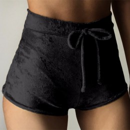 S-XL damska aksamitna, zamykana na sznurek spodenki plus rozmiar casual wysoka talia 2018 zimowe seksowne obcisłe spodenki booty