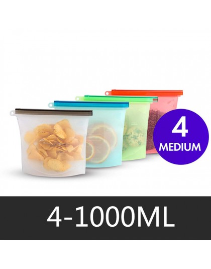 1000ml 1500ml schowek silikonowy worek wielokrotnego użytku pojemnik silikonowy na żywnosć torby na żywność Seal Ziplock zamraża