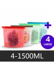 1000ml 1500ml schowek silikonowy worek wielokrotnego użytku pojemnik silikonowy na żywnosć torby na żywność Seal Ziplock zamraża