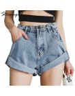 Spodenki jeansowe Streamgirl damskie białe damskie krótkie jeansy Khaki szerokie nogawki w pasie Vintage spodenki z wysokim stan