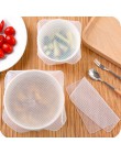4 sztuk silikonowe wielokrotnego użytku pokrywy misek przechowywanie żywności obejmuje wielokrotnego użytku Veggie Saver pakiet 